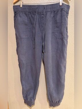 Caslon Women’s L Navy 100% Linen Drawstring Jogger Pants